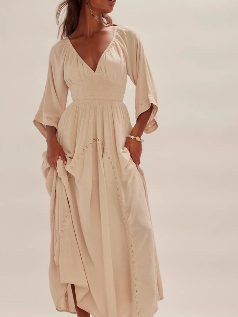 NWT Free People Free-est Maxi Dress Ceramic Stone Medium SOLD OUT COLOR